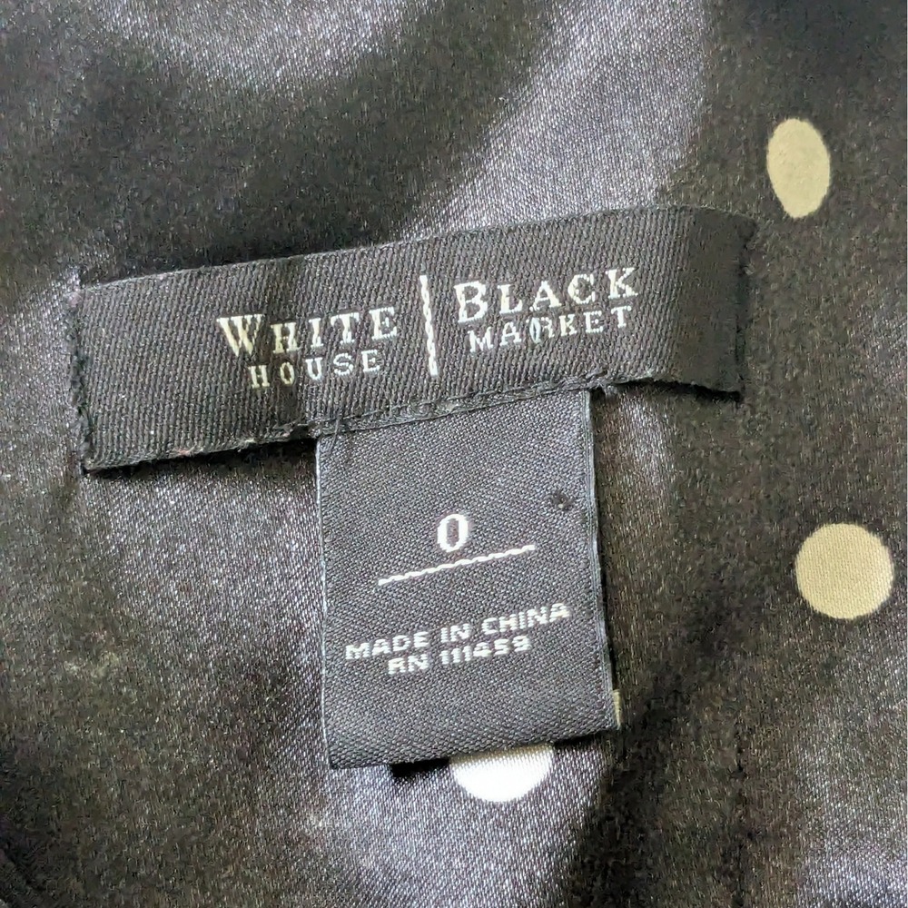 White House Black Market Polka Dot V-Neck Fit & Flare Chiffon Dress Size 0 - Picture 4 of 5